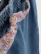 Lange blauwe jeansrok ceintuur flower power meisjes-6