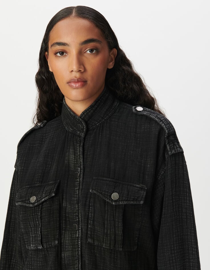 Veste oversize grise gaze de coton bio Femme-4 Veste oversize grise gaze de coton bio Femme-4