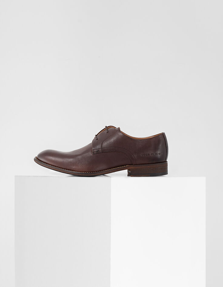 Men’s dark brown leather Derby shoes-1