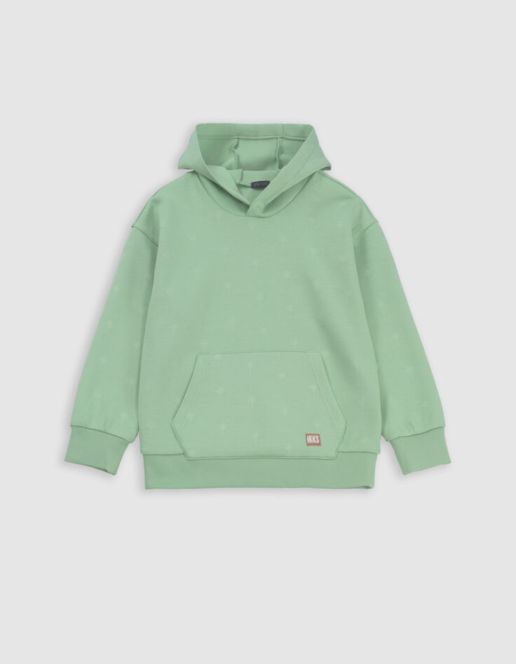 Sweat vert à capuche motif palmiers garçon-4