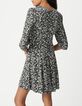 Black LENZING&trade; ECOVERO&trade; minimal flower bow dress Women-3