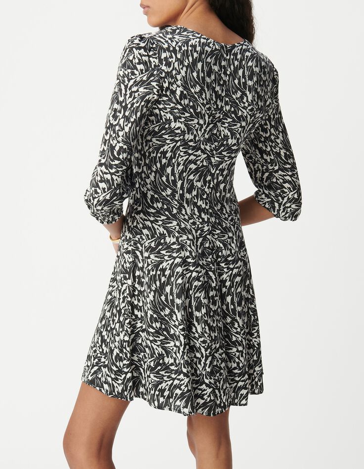 Black LENZING&trade; ECOVERO&trade; minimal flower bow dress Women-3