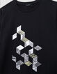 Zwart gedestructureerd T-shirt in biokatoen voor jongens-2