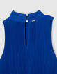 Women’s cobalt recycled pleated top with American armholes-7