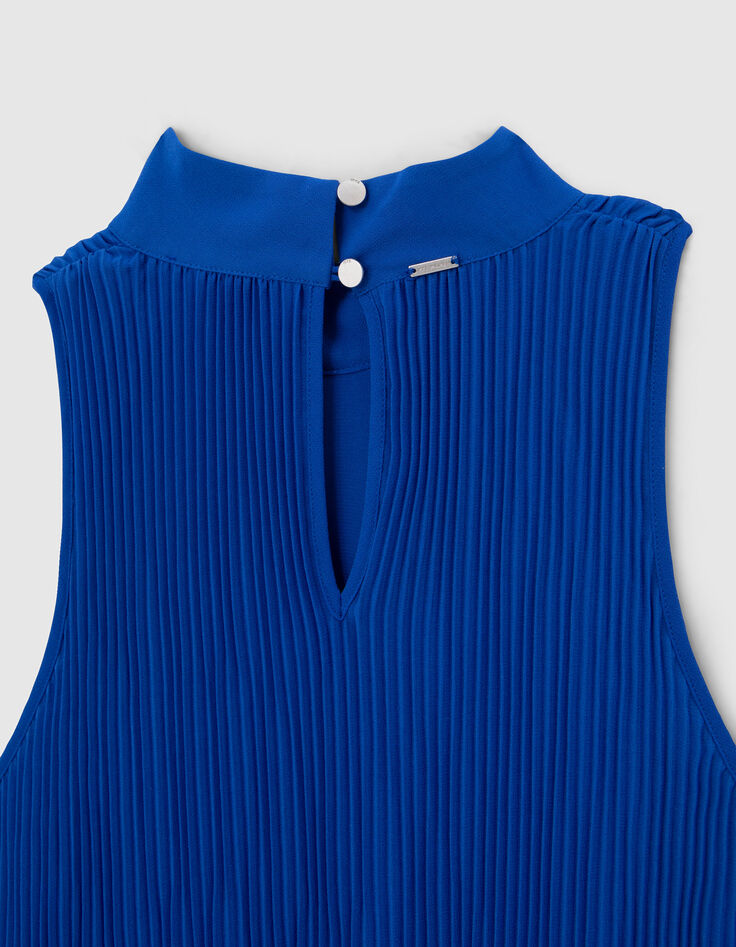 Women’s cobalt recycled pleated top with American armholes-7
