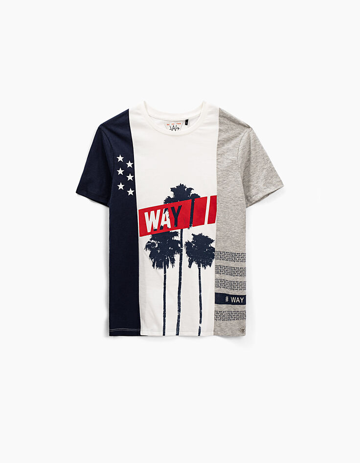 Dreifarbiges Jungen-T-Shirt mit Palmen -1