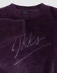 Plum knit sweater fluffy logo embroidery for girl-2