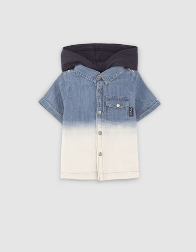 Baby boys’ blue denim shirt with detachable hood - IKKS