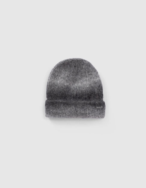 Girls’ grey deep dye-style ribbed knit beanie