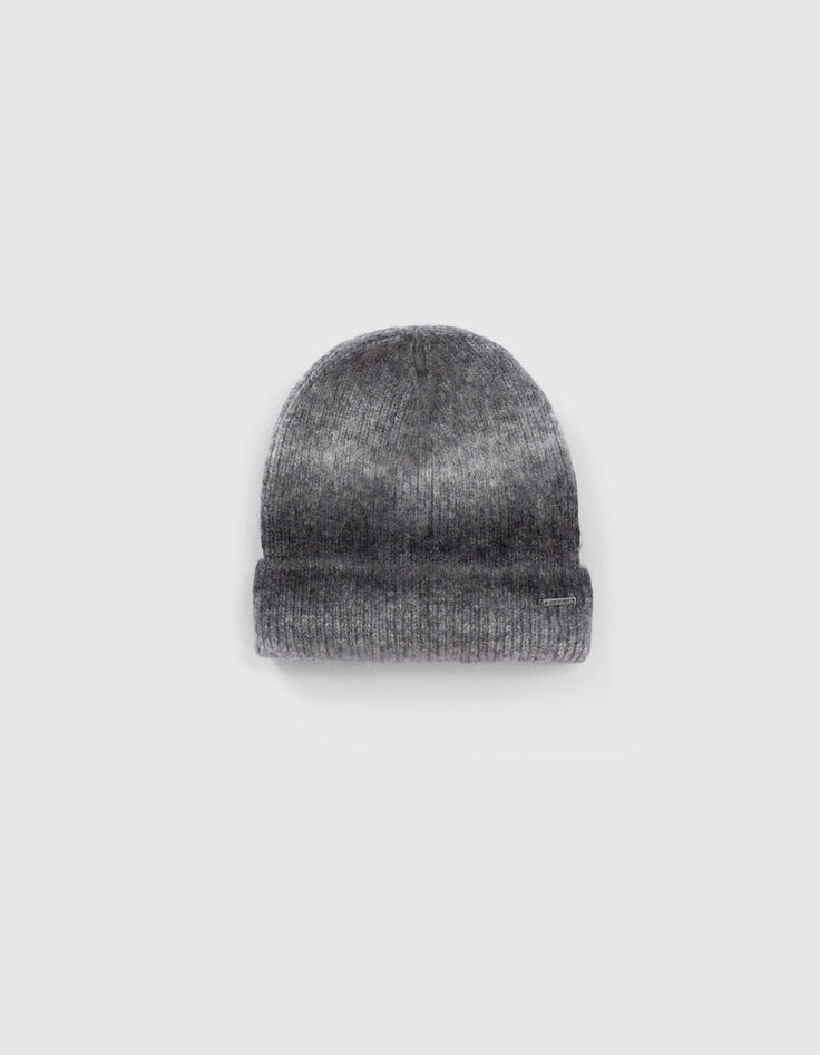 Bonnet gris tricot c&ocirc;tel&eacute; effet deep dye fille-1