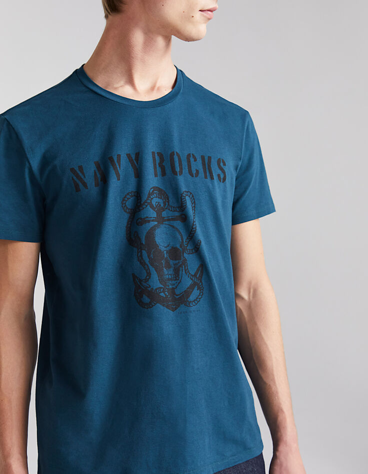 Men's’ teal blue anchor T-shirt-4