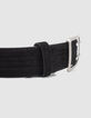 Ceinture noire cuir velours matelassé à œillets Femme-4