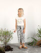 Girls' off-white Peace & Love flower organic T-shirt-2