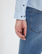 Camisa SLIM azul cielo de velo de algodón para hombre-5