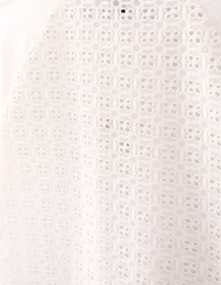 T-shirt blanc bi-mati&egrave;re dos dentelle fille-6