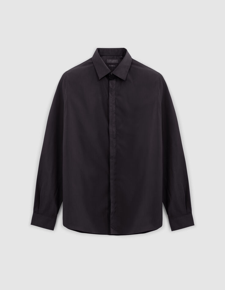 Pure Edition-Chemise SLIM noire patte brodée éclair Homme-6