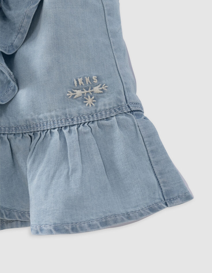 Jupe-short bleue effet portefeuille fille-7