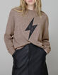 Pure Edition-Pull sésame tricot maxi éclair Femme-2