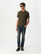 Polo manches courtes kaki maille piqu&eacute;e Homme-4