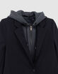 Women's black parement hooded jacket-7