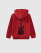 Sweat rouge moyen avec guitare pied-de-poule dos garçon -3