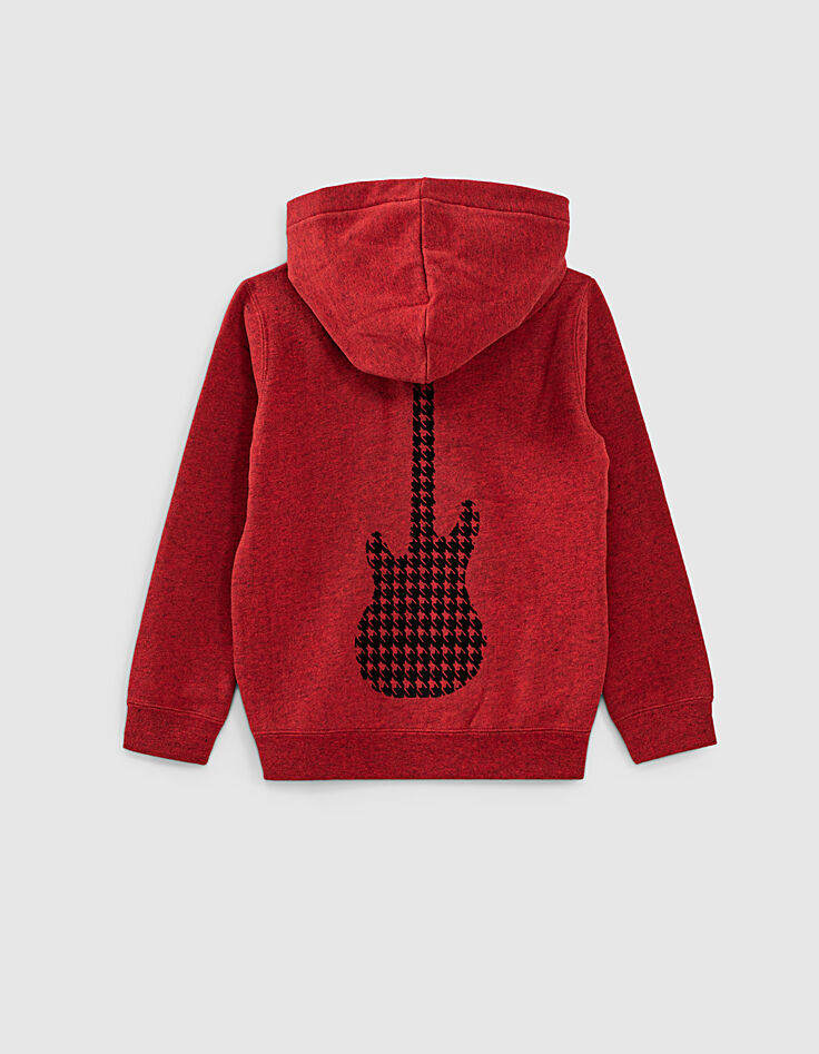 Sweat rouge moyen avec guitare pied-de-poule dos garçon -3