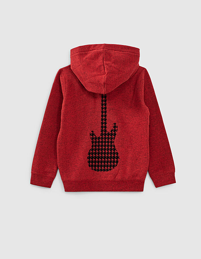 Boys’ mid-red sweatshirt with houndstooth guitar on back - IKKS