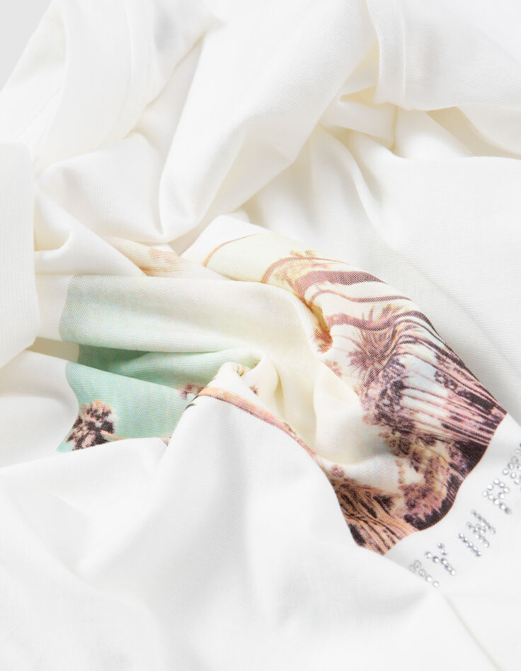 Camiseta blanca algod&oacute;n strass sobre palmeras mujer-8