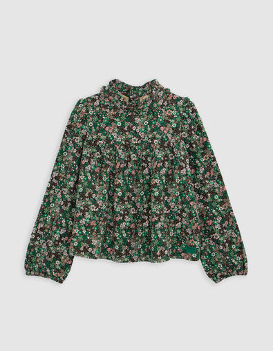 Khaki blouse LENZING™ ECOVERO™ bloemenprint meisje - IKKS
