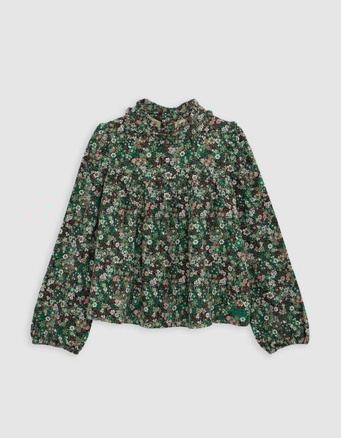 Khaki blouse LENZING™ ECOVERO™ bloemenprint meisje - IKKS