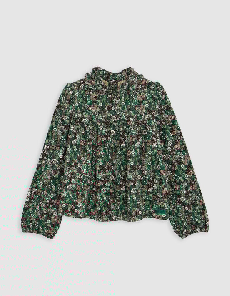 Khaki blouse LENZING™ ECOVERO™ bloemenprint meisje-1