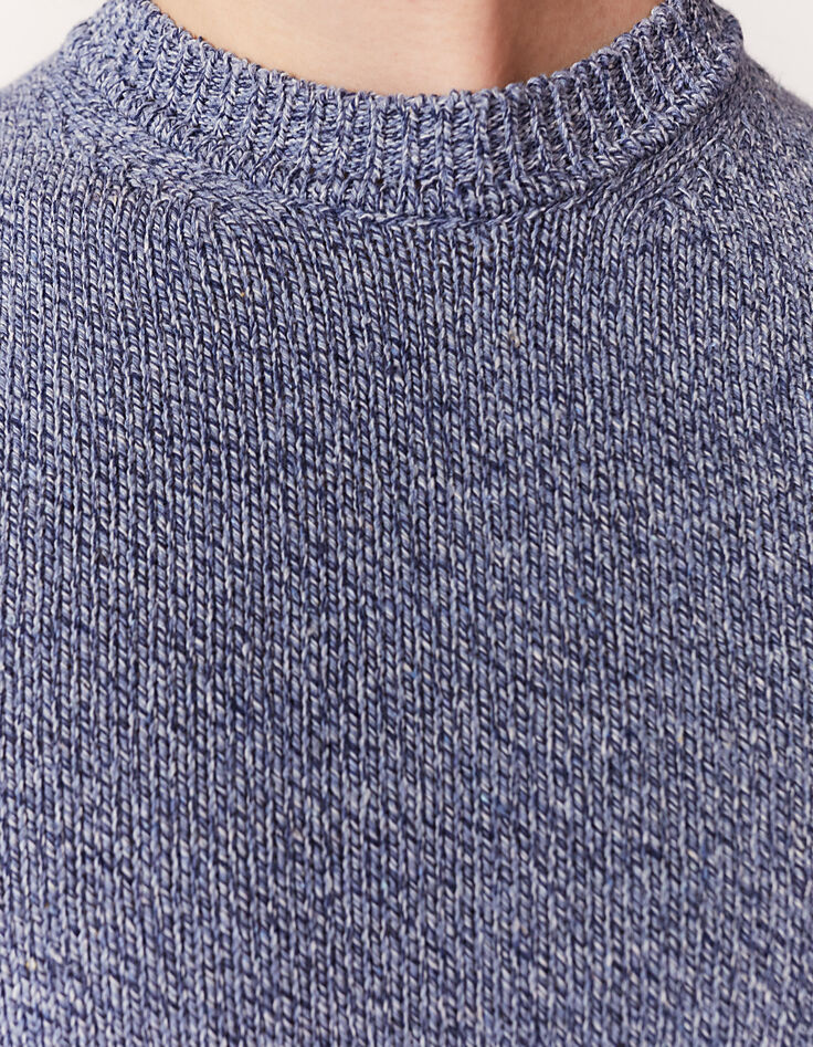 Pull bleu stone tricot mouliné Homme-4