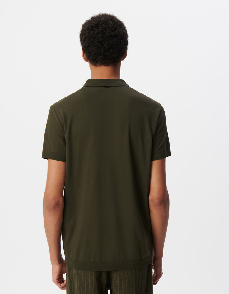 Men’s khaki cotton modal polo shirt-3