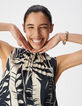 Marineblaues Top mit Tropical-Print ohne &Auml;rmel Damen-6