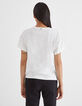 Tee-shirt blanc cassé en 100% coton visuel Paris femme-3