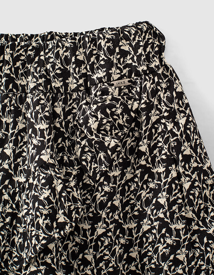 Schwarzer Mädchen-Volantrock aus Ecovero® mit Lilien-Print - IKKS