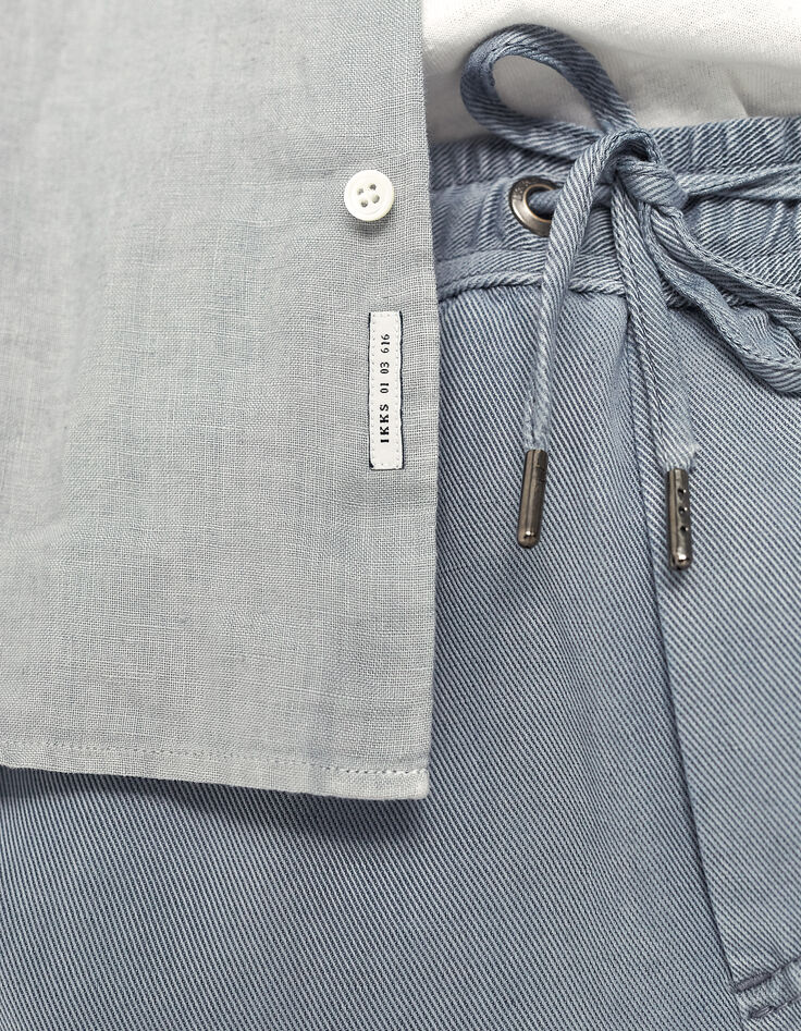 Chemise SLIM bleu grisé en lin Homme-4
