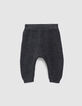 Pantalón gris jaspeado de tricot algodón bio bebé-1
