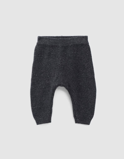 Baby’s grey marl organic cotton knit trousers - IKKS