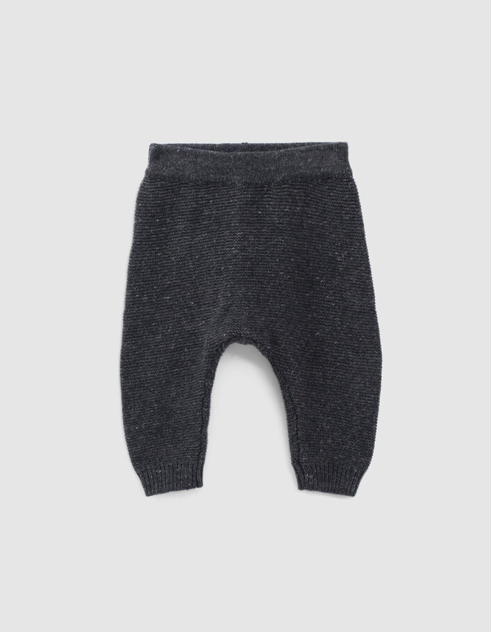 Pantalón gris jaspeado de tricot algodón bio bebé - IKKS