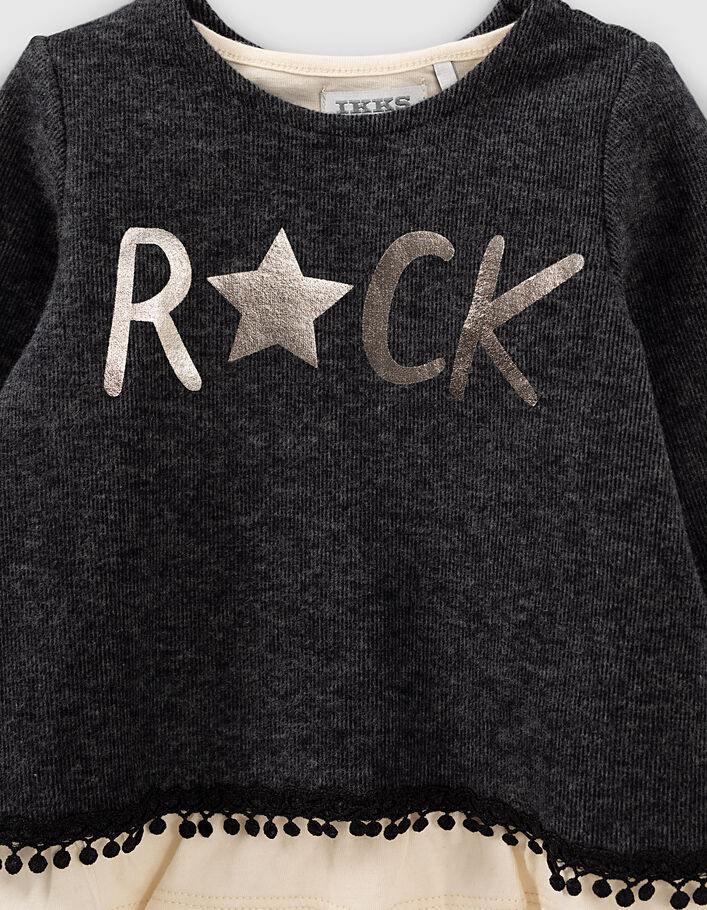 2-in-1 grijze sweater met ecru T-shirt babymeisjes - IKKS