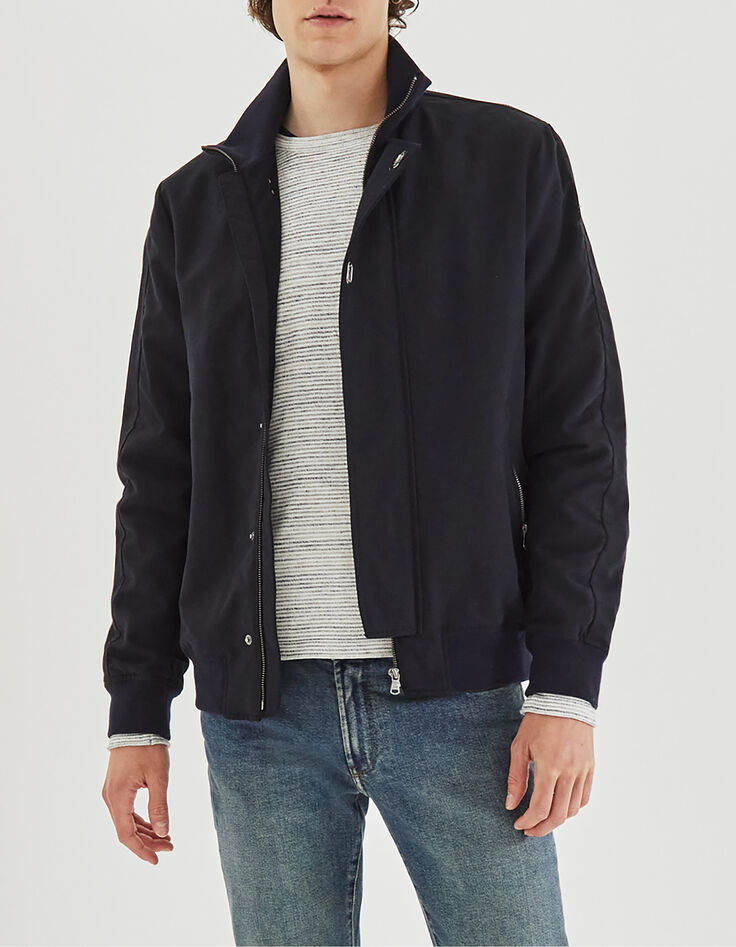 Men’s navy cotton bomber jacket-1