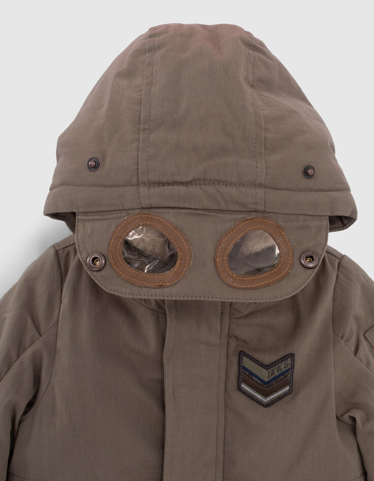 Parka kaki fourrée avec lunettes-aviateur bébé garçon-7