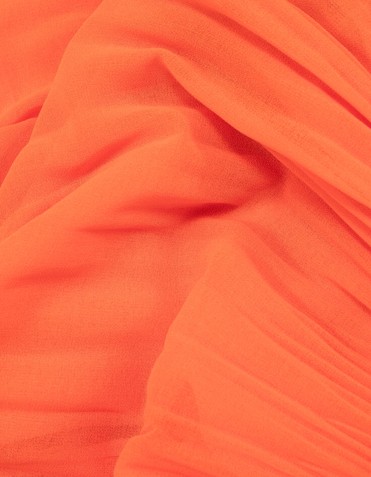 Women’s orange recycled pleated top with American armholes-8