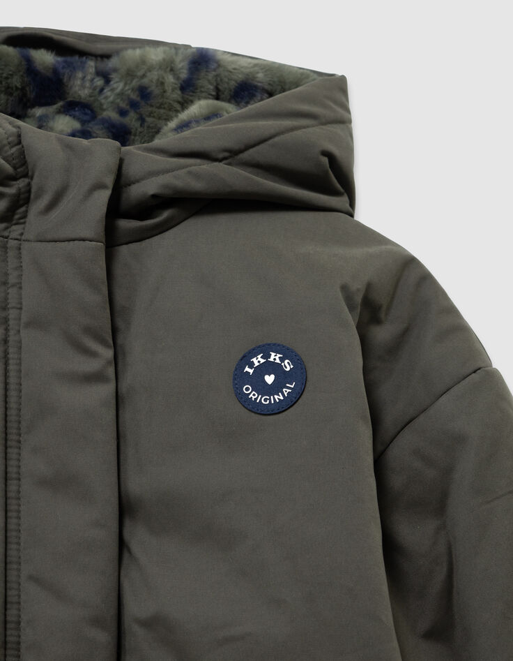Parka caqui forrada leopardo-corazones niña-4