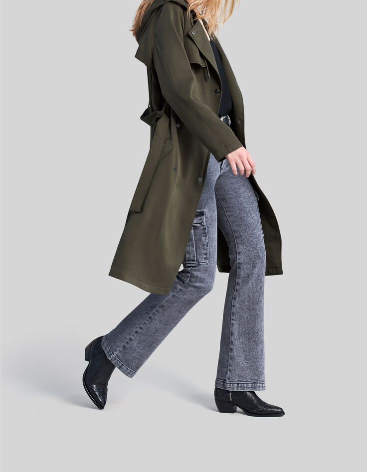 Women's khaki Lyocell® hooded trench coat-8