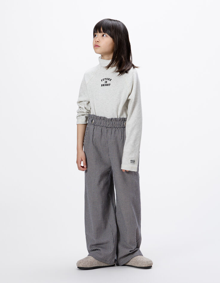 Pantalón azul marino vichy volantes niña-1