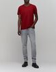Men&rsquo;s dark red organic cotton Essential V-neck T-shirt-2