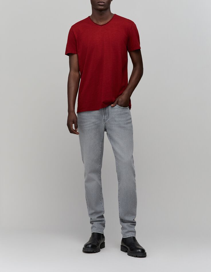 Men&rsquo;s dark red organic cotton Essential V-neck T-shirt-2