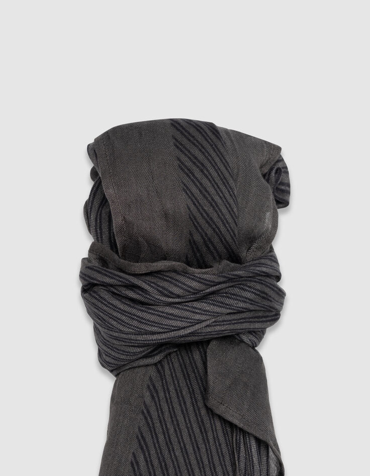 Foulard gris motif rayures marine Homme-2 Foulard gris motif rayures marine Homme-2